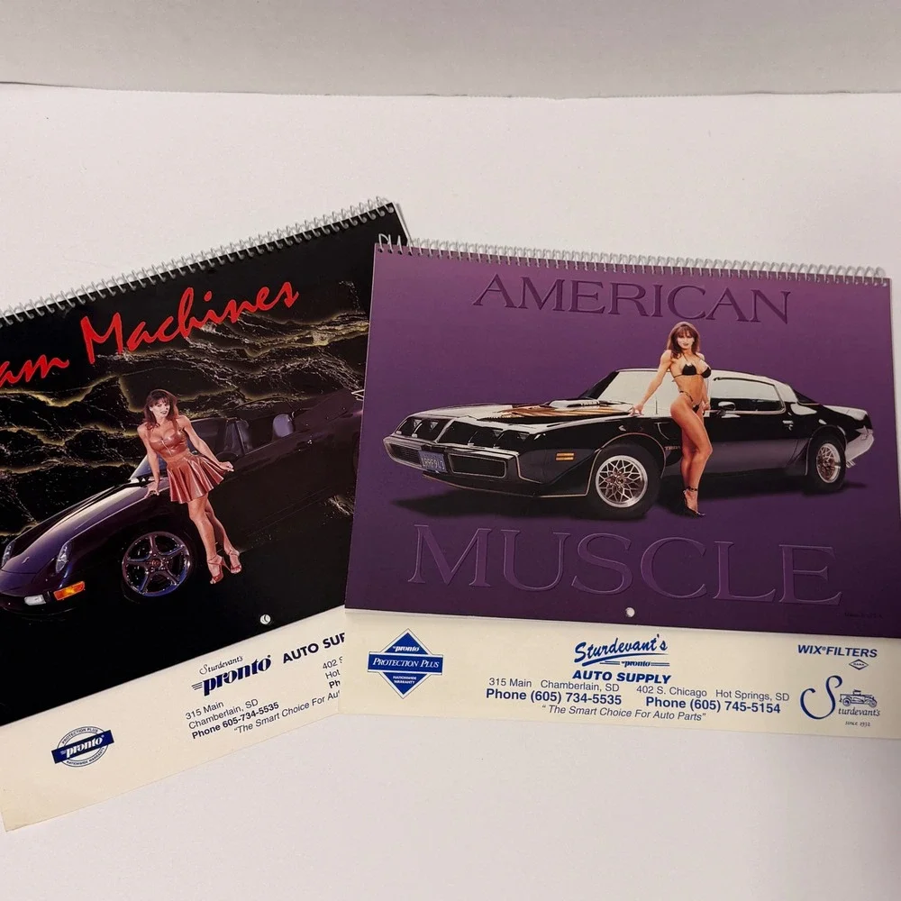 Vintage 1998 American Muscle Cars Pinup Calendars Sturdevant's Auto Supply 2pk‎
